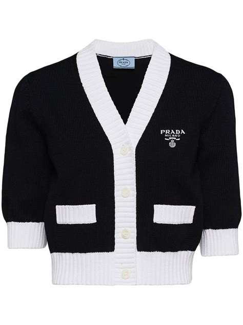 prada black and white cardigan|prada cardigan sweater.